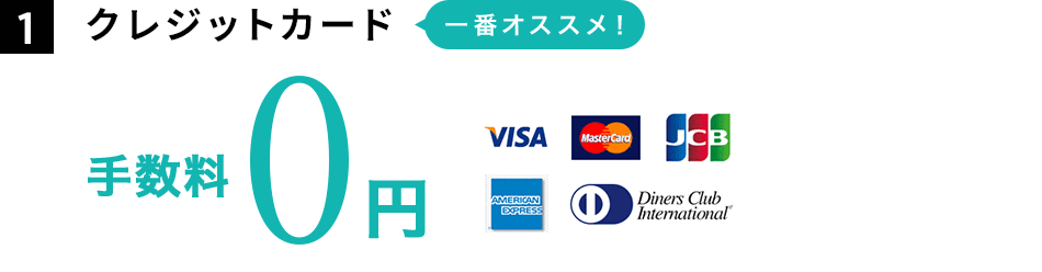1.クレジットカード 一番オススメ! 手数料0円